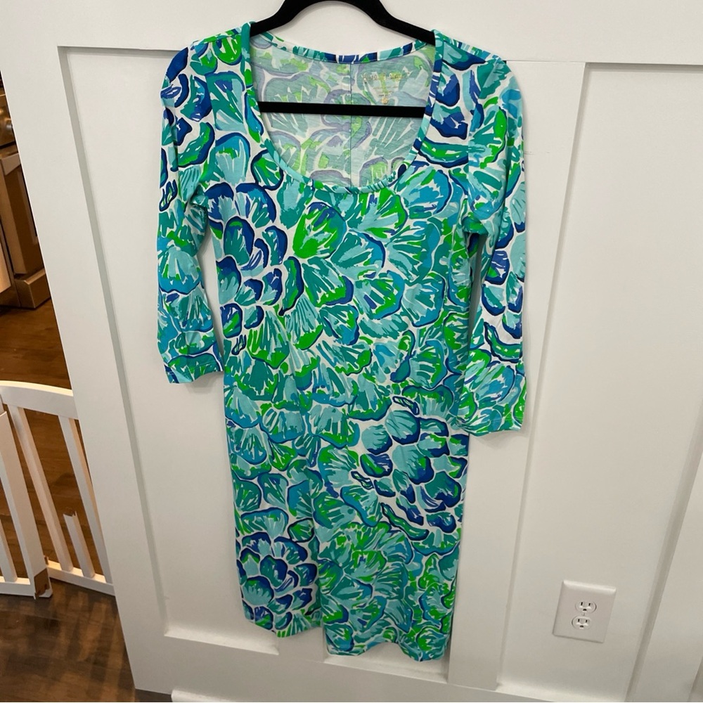 Lilly Pulitzer Blue Green Floral Midi Dress